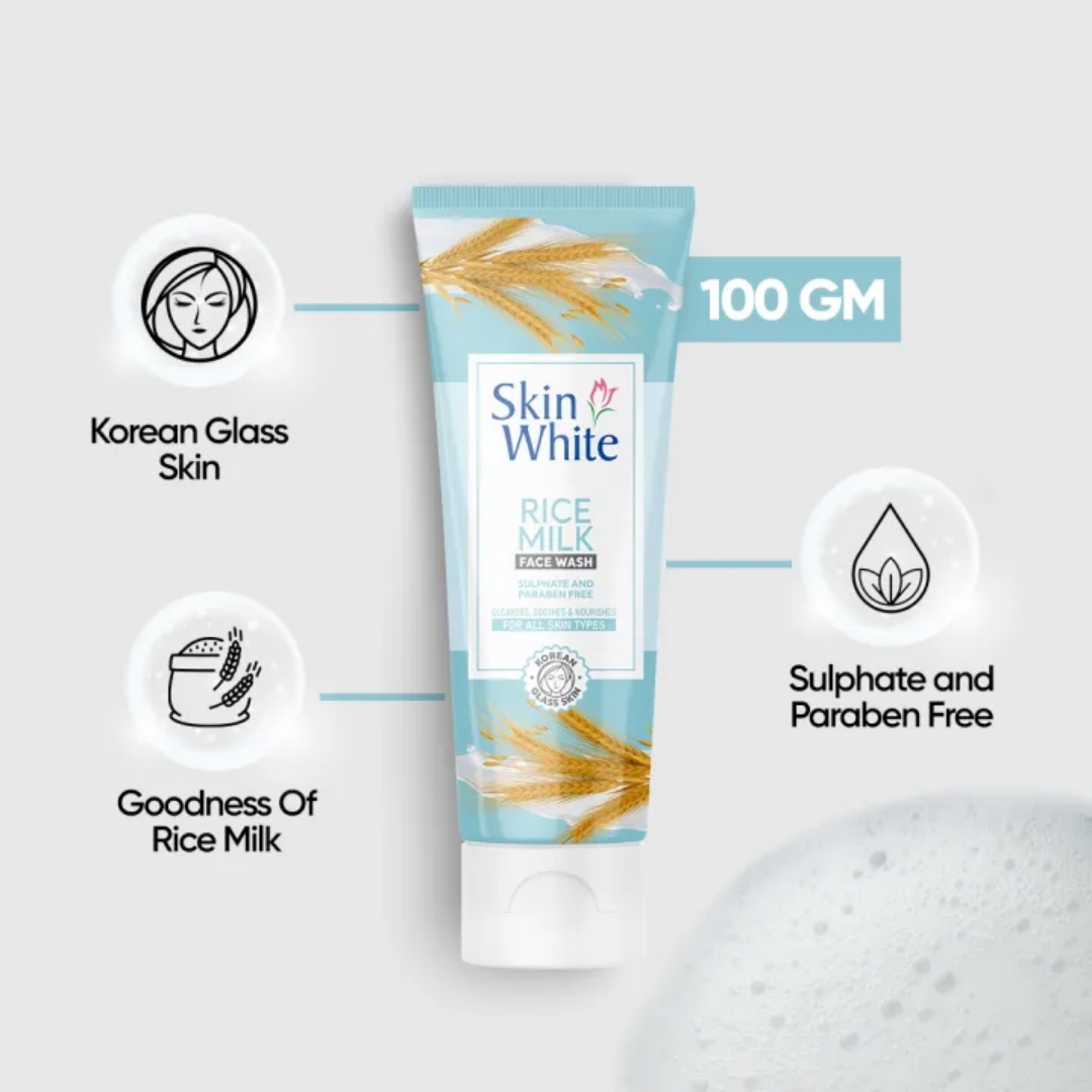 Skin White Rice Milk Face wash (Sulphate & Paraben Free) 100ml